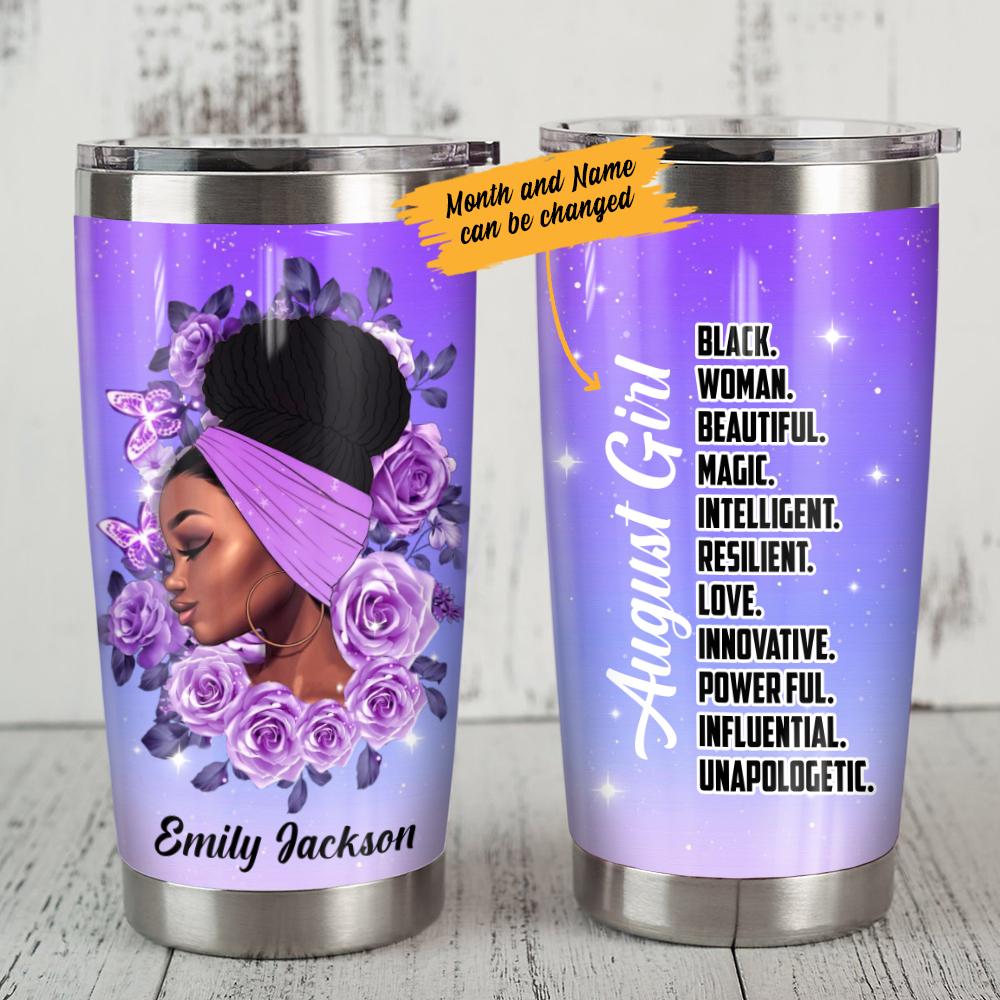 Personalized Bwa Purple Rose Steel Tumbler