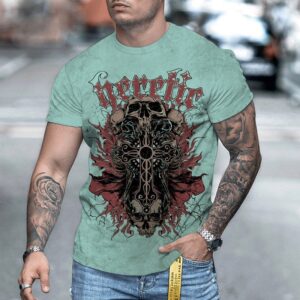 Digital Printed Round Neck Short Sleeve T-shirt